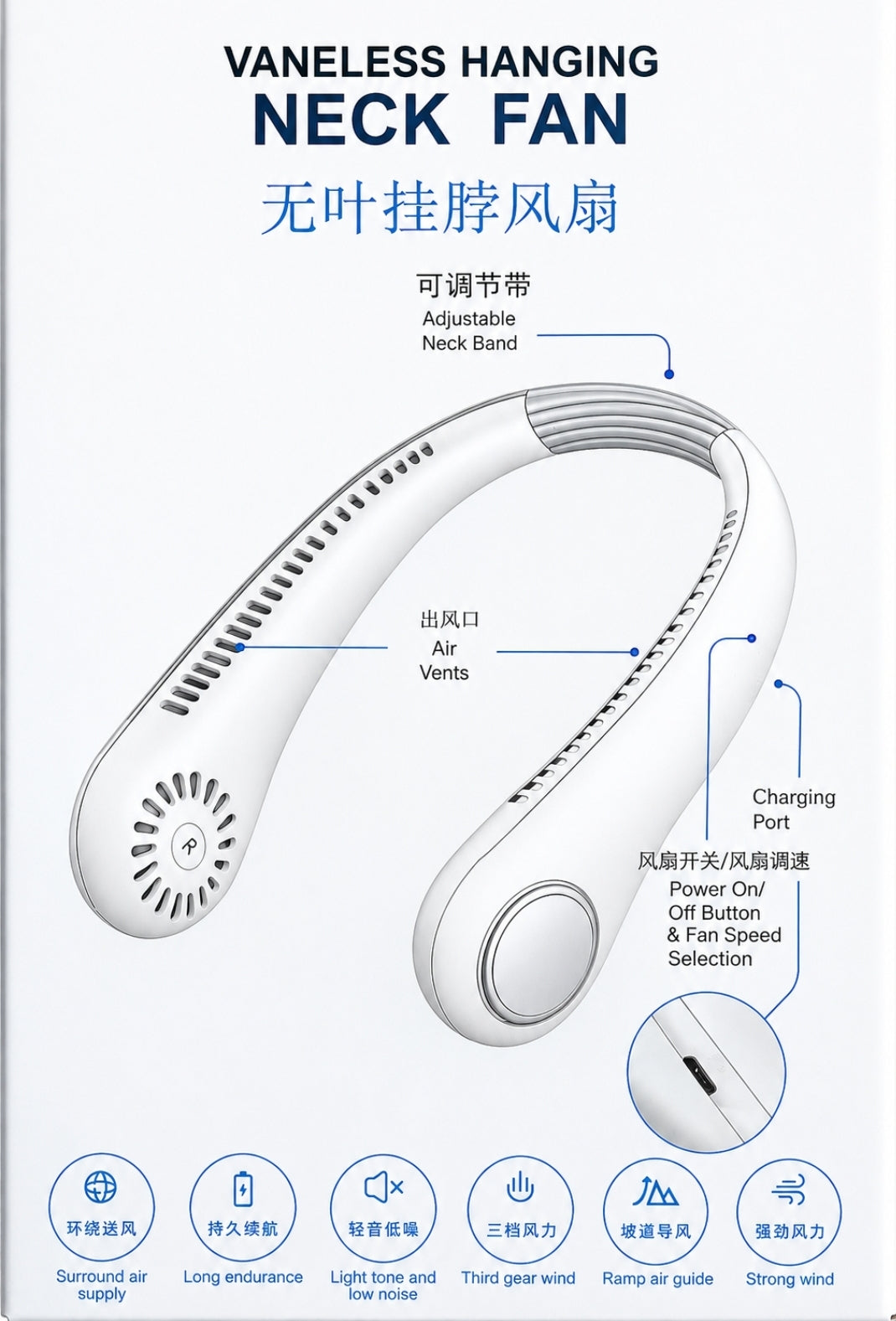 PORTABLE BLADELESS NECK FAN